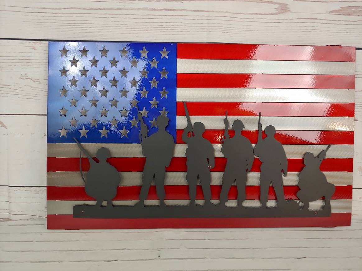 American Flag with Soldiers