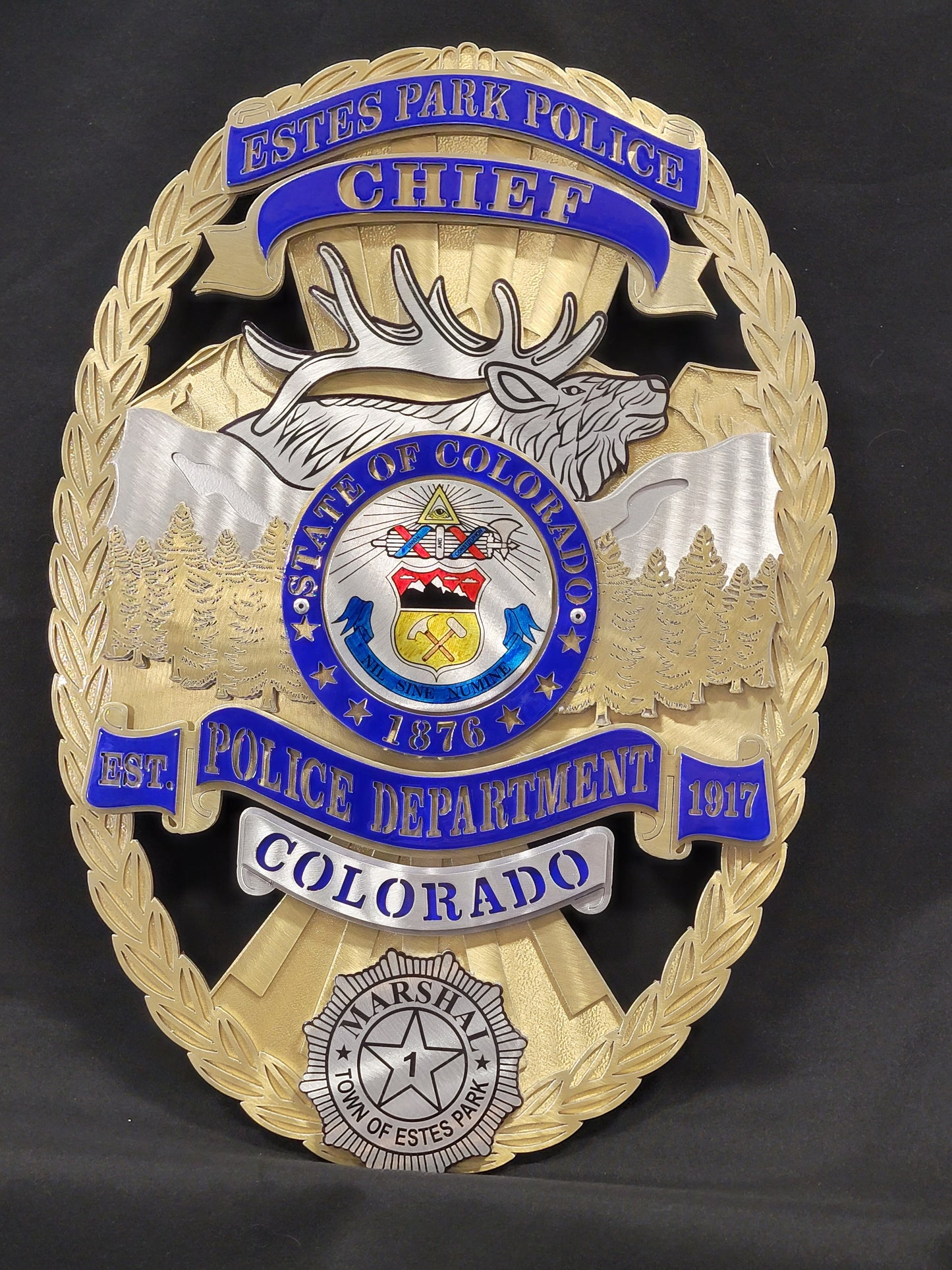 State Of Colorado Estes Park Police Chief Badge