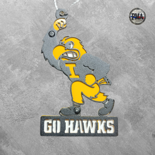 Iowa Hawkeye Go Hawks Herky Ornament