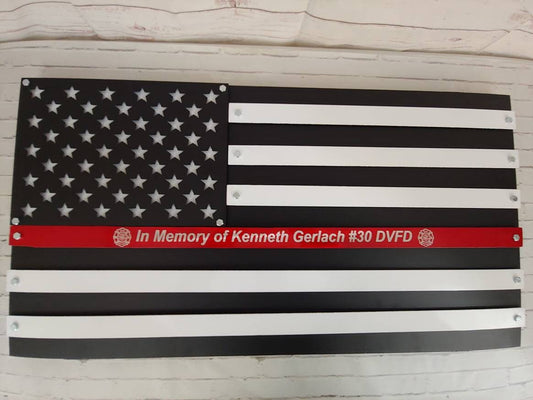Red line layered American flag that will make a great gift for any fireman.