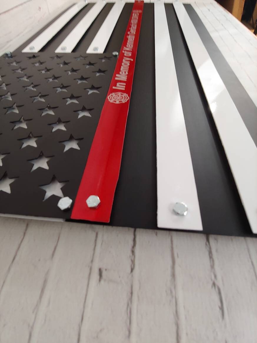 Red line layered American flag that will make a great gift for any fireman.