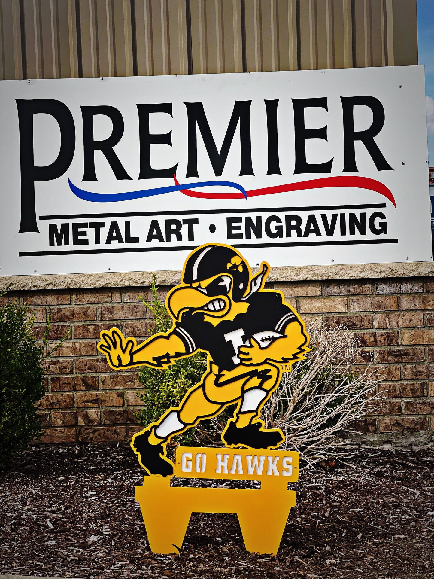 Licensed Iowa Hawkeye Football Yard Stake 12 Gauge Powder Coated